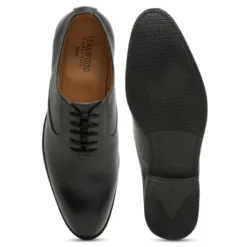 Teakwood Genuine Leather Black Oxford Shoes