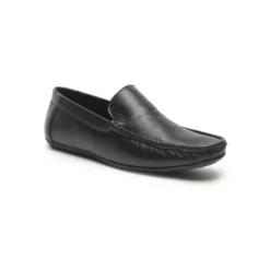 Men Black Solid Genuine Leather Formal Loafers