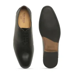 Teakwood Genuine Leather Black Oxford Shoes